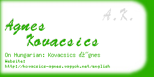 agnes kovacsics business card